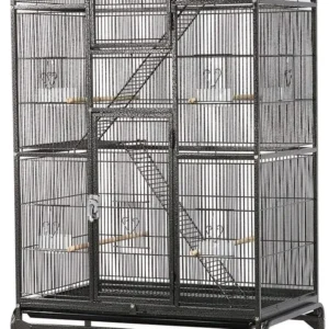 69-Inch Large Metal Bird Cage for Parrots, Cockatiels, Conures, Parakeets, Lovebirds - Black