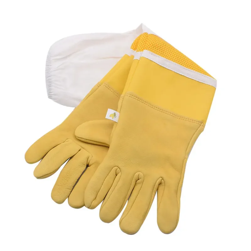 Beekeeping Gloves Sheepskin Protective Beekeeper Gloves Goatskin Beekeeping Bee Vented Long Sleeves Gloves - Image 3
