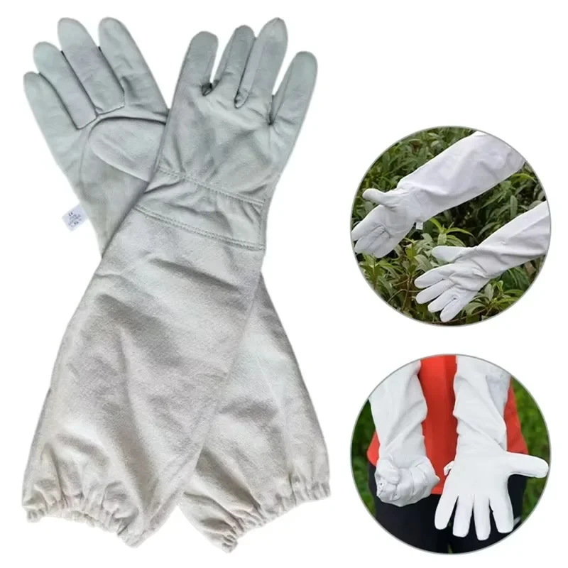 1 Pair Safe Beekeeping Gloves Anti-bee Anti-sting Breathable Protective Long Sleeves for Beekeeper Canvas Gloves Beekeeping Tool - Image 6