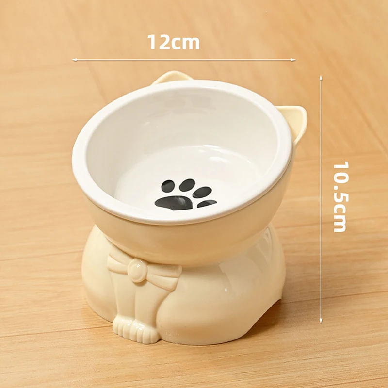 ♥Cat Dog Food Water Bowl-Raised Pet Feeder with Non-Slip Base & Paw Print Design,Neck Protection Bowl for Small Medium Pets - Image 7