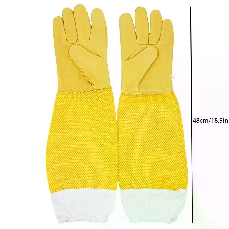 A Pair Of Protective Beekeeping Gloves Net Goatskin Bee Keeping Vented Long Protective Sleeves Beekeeping Equipment And Tools - Image 5