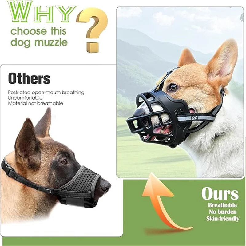 Dog Muzzle Breathable Basket Muzzles for Small Medium Large Dogs Adjustable Humane Cage Mouth Cover Allows Panting Drink - Image 4