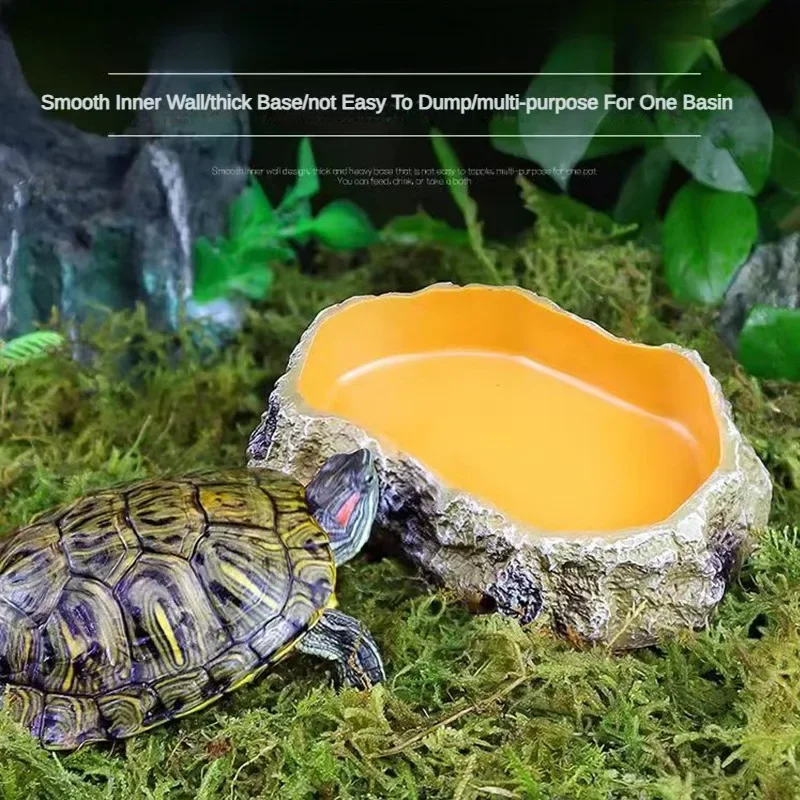 Reptile Water Basin Feeding Trough Aquarium Landscaping Decoration Pet Amphibian Drinking Basin Turtle Lizard Reptile Supplies - Image 3