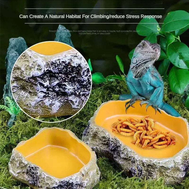 Reptile Water Basin Feeding Trough Aquarium Landscaping Decoration Pet Amphibian Drinking Basin Turtle Lizard Reptile Supplies - Image 2