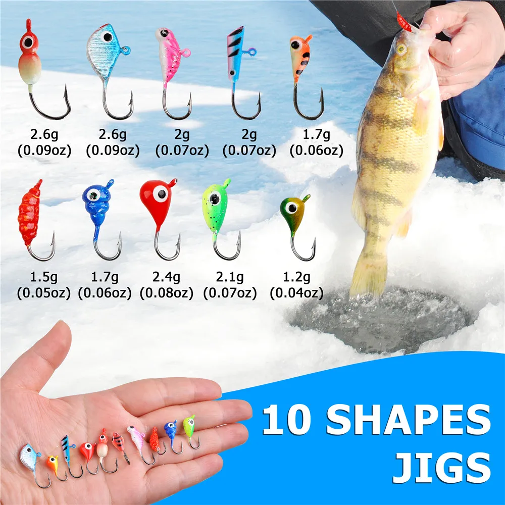 12Pcs Winter Ice Fishing Lure ice jigs for Crappie Bass Panfish 1.2g-2.6g Artificial bait Hard Jig Head Hooks Fishing Kit - Image 3