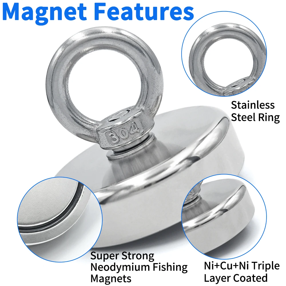 D16~D42mm Super Strong Neodymium Fishing Hook N52 Heavy Duty Rare Earth Neodymium with Countersunk Hole Eyebolt Salvage Magnetic - Image 2