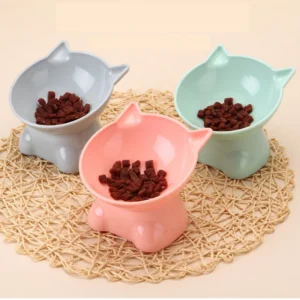 Cute cat bowl tilted high-legged cat bowl cat eating bowl cat food bowl black water bowl cat food bowl dog bowl
