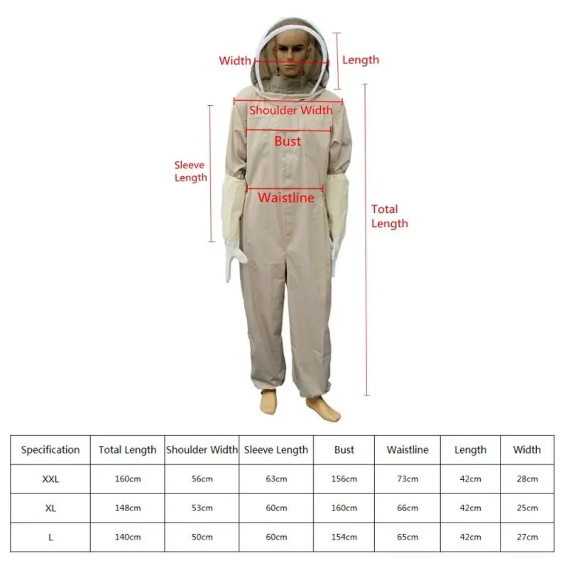 Full Body Beekeeping Professional Ventilated Bee Keeping Suit With Leather Glove Beeproof Protective Clothing Farm Safety Outfit - Image 4