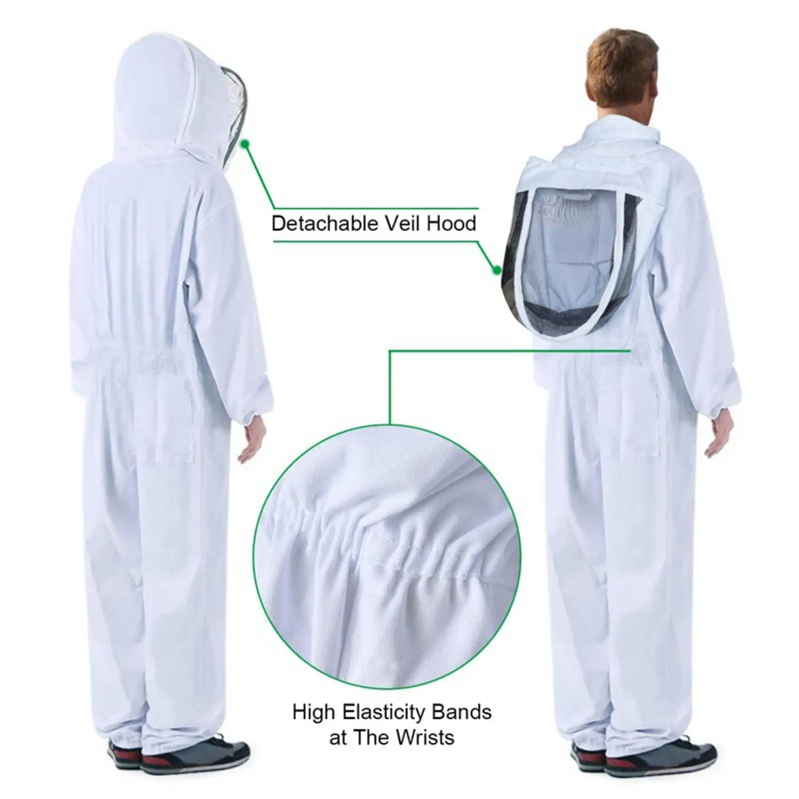 Ventilated Beekeeping Suit with Gloves Full Body Bee Suit Protective Clothing Outfit for Apiarist Farmhouse Backyard Beginners - Image 4