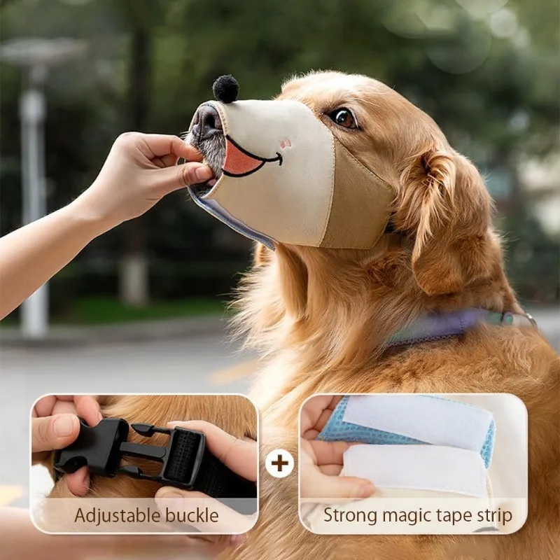 Dog Muzzles for Small To Large Dog Anti Barking Adjustable Muzzle Breathable Gentle Cloth Dog Muzzle Cute Funny Dog Muzzles - Image 3