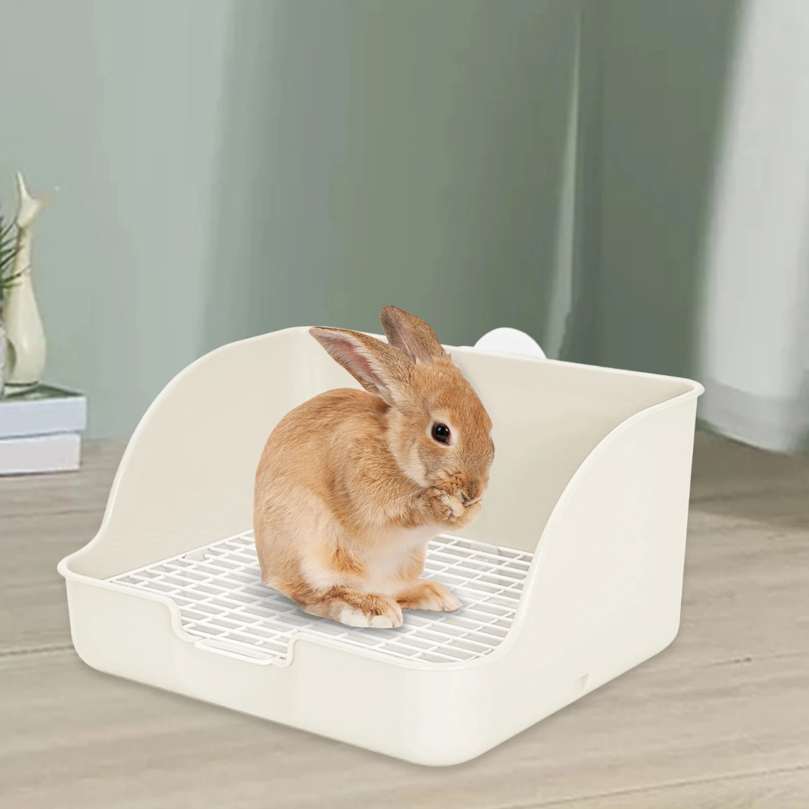 PP Plastic Rabbit Litter Box Rectangular Pet Toilet Chinchillas Bunny Potty Trainer Corner Small Animal Litter Pee Pan - Image 3