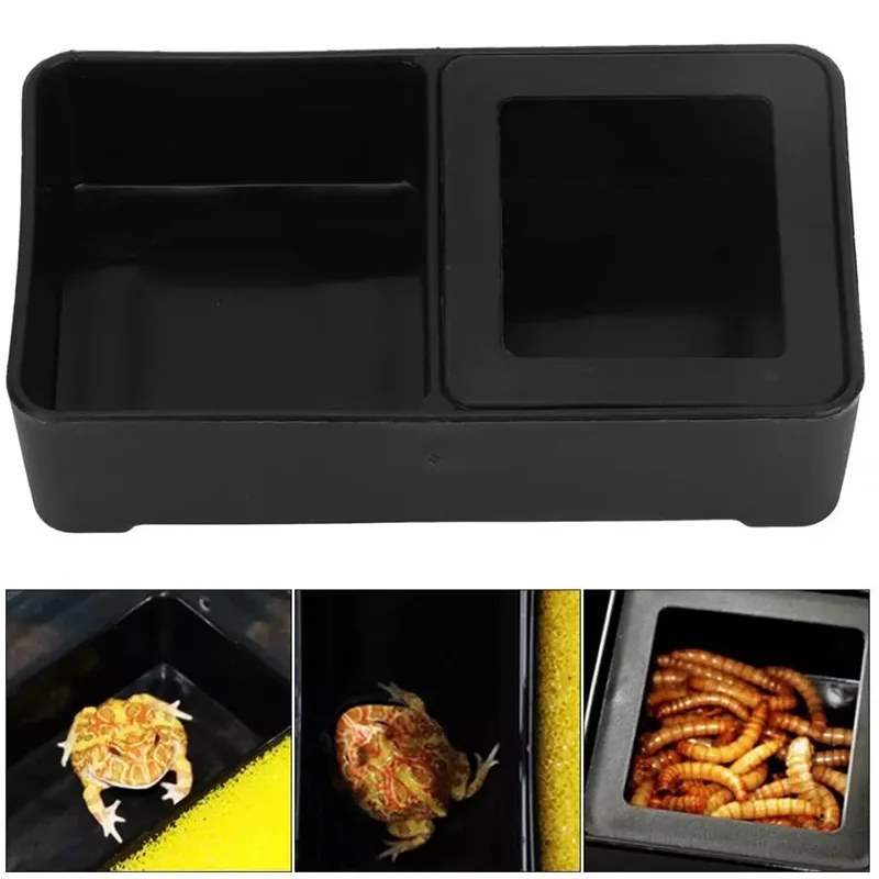 Plastic Reptile Feeder Bowl Double Grid Anti-escape Food Water Feeding Basin Spider Lizard Insect Tortoise Breeding Supplies Pet - Image 5