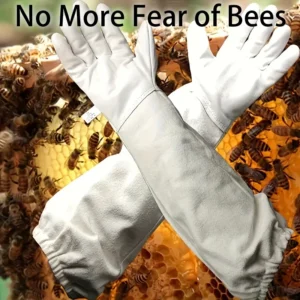 1 Pair Safe Beekeeping Gloves Anti-bee Anti-sting Breathable Protective Long Sleeves for Beekeeper Canvas Gloves Beekeeping Tool