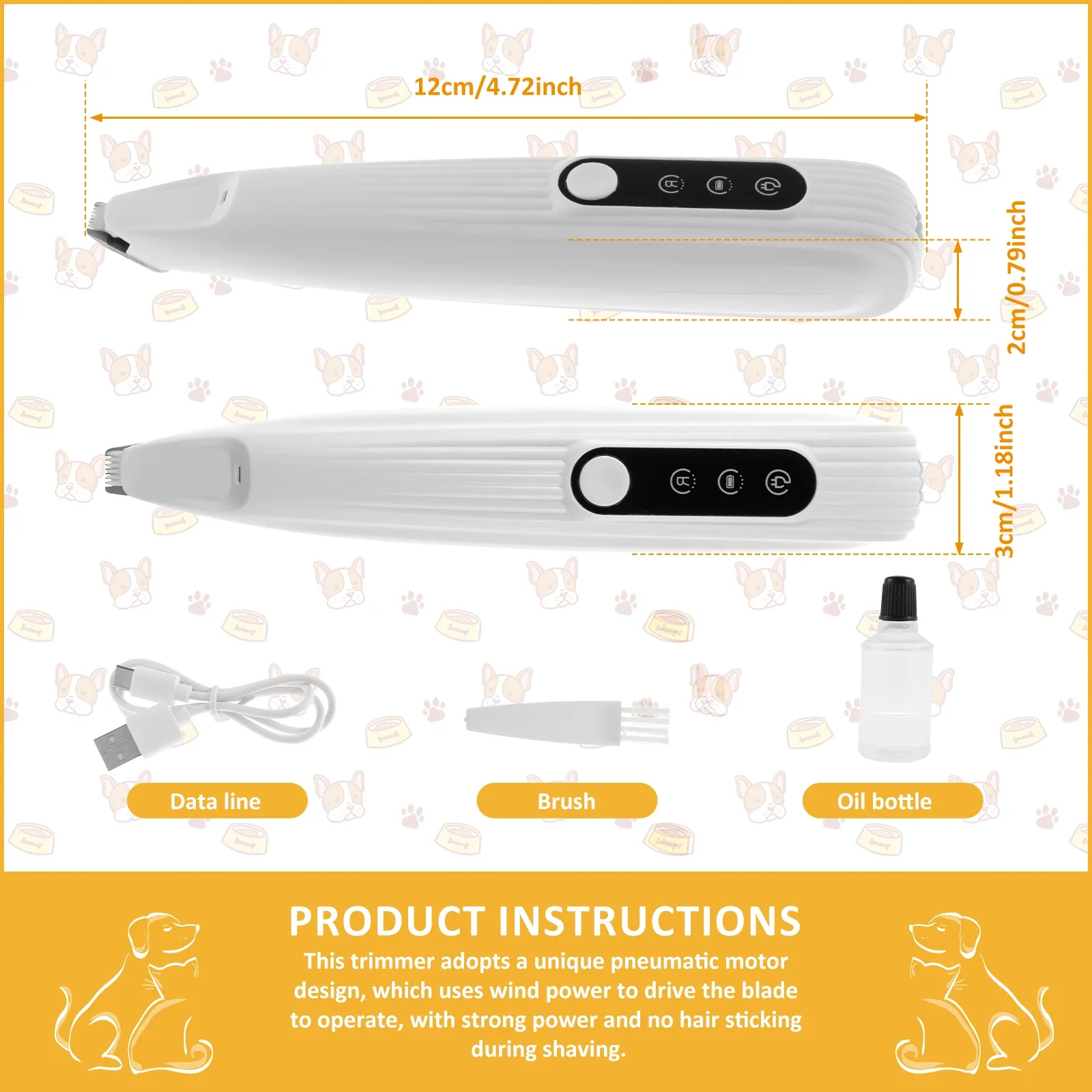Pet Dog Paw Trimmer with LED Light Low Noise Shaver High-Speed Waterproof Dog Cat Hair Trimmer Clippers Cordless Grooming Tool - Image 6