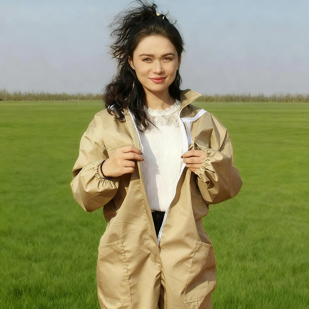 Beekeeping Suit Khaki Beekeeper Clothing Equipment Honeybee Overalls Accessories Apiculture Costume Tools Garden Supplies - Image 3