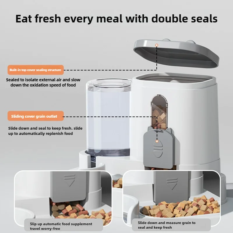 Cat Bowl Automatic Feeder with Spill Proof Design with Water Fountain Pet Food Dispenser for Small Medium Large Cats Dogs - Image 2