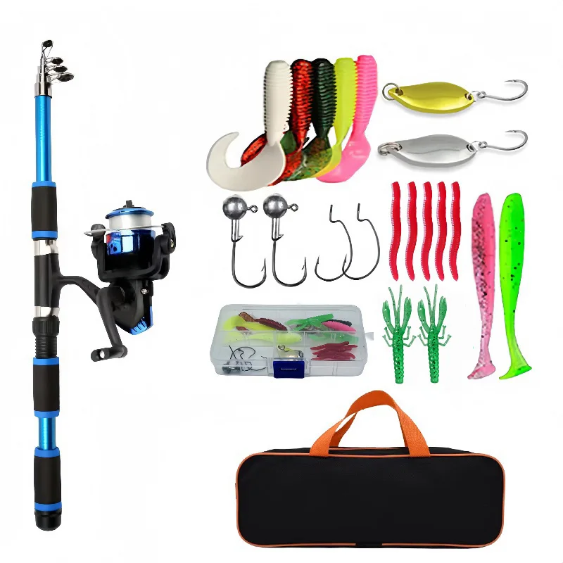 Fishing Pole Set Full Kits With Telescopic Fishing Rod And Spinning Reel Baits Hooks Travel Pole Set - Image 8