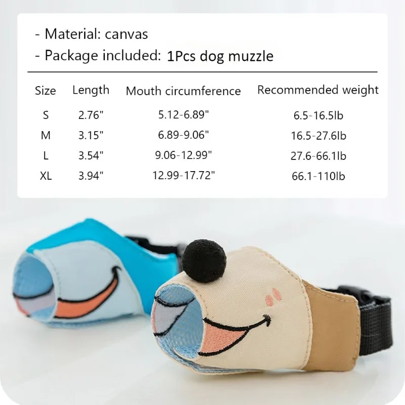 Dog Muzzles for Small To Large Dog Anti Barking Adjustable Muzzle Breathable Gentle Cloth Dog Muzzle Cute Funny Dog Muzzles - Image 2