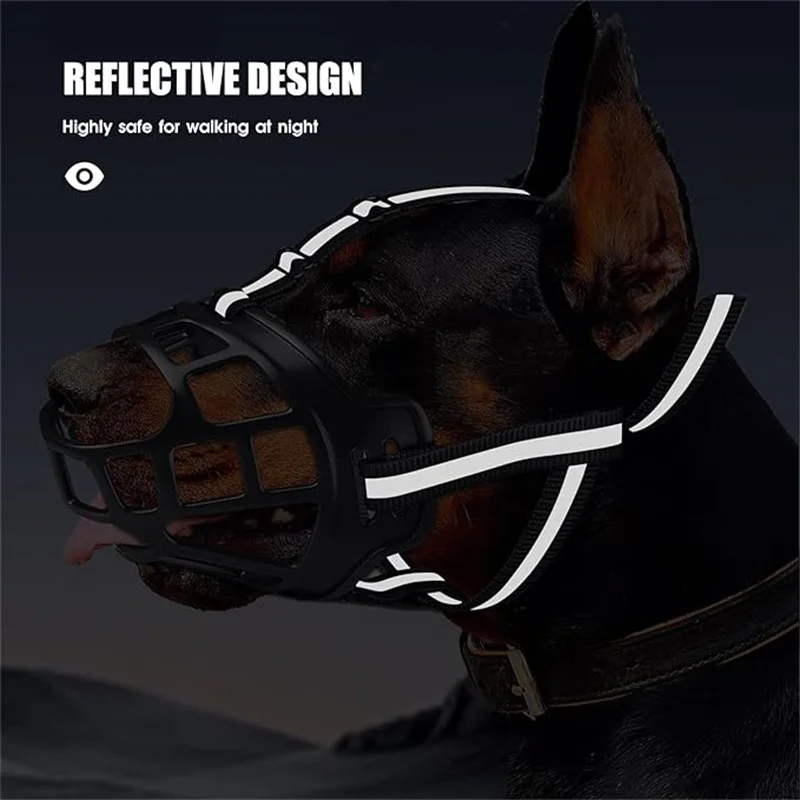 Dog Muzzle Breathable Basket Muzzles for Small Medium Large Dogs Adjustable Humane Cage Mouth Cover Allows Panting Drink - Image 2