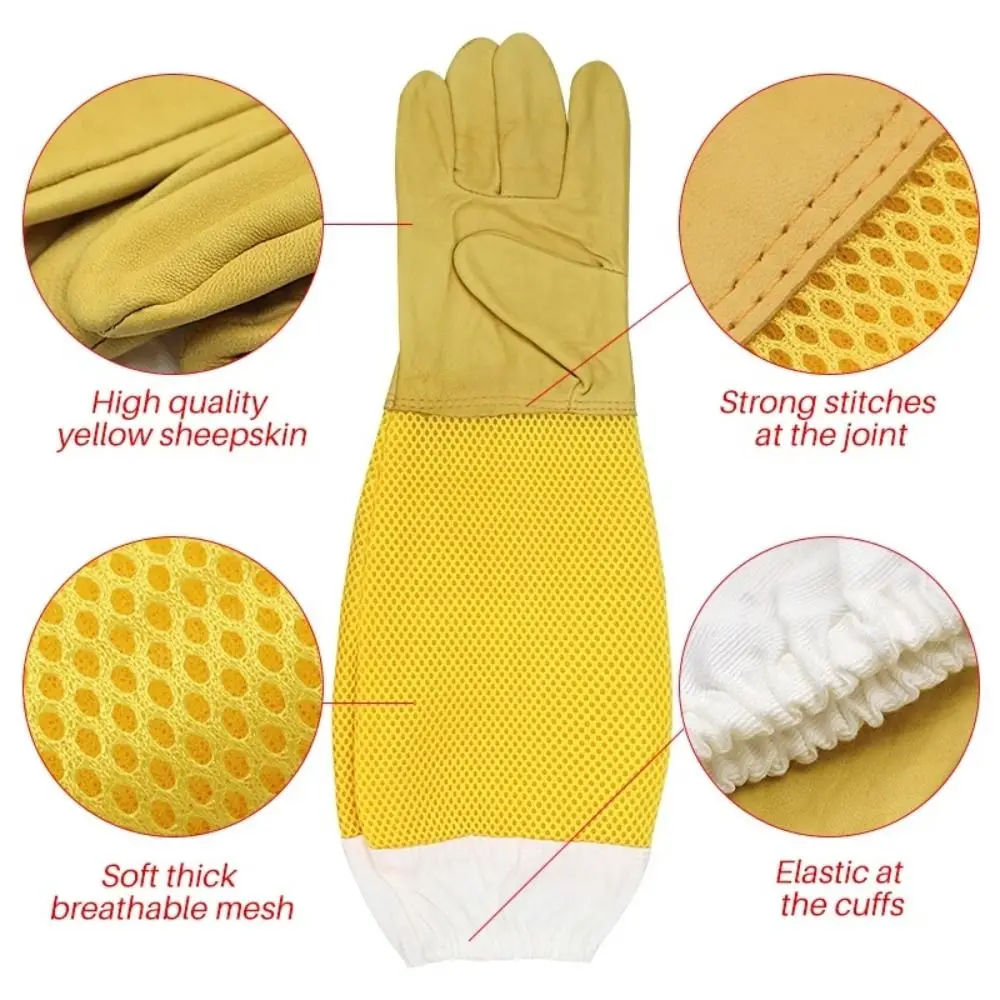 Beekeeper Gloves Protective Sleeves Ventilated Professional Anti Bee for Apiculture Beekeeper Prevent Beehive tools - Image 6