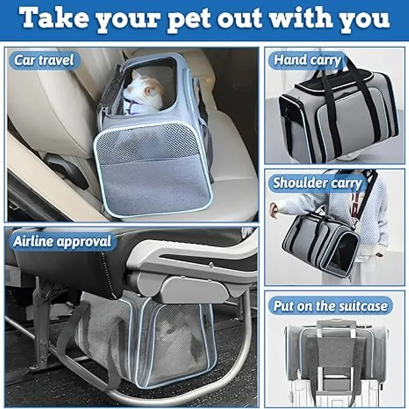 Pet Carrier Backpack Portable Breathable Foldable Light Comfort for Cats Dogs Outdoor Travel Transport Bag for Small Medium Pets - Image 6