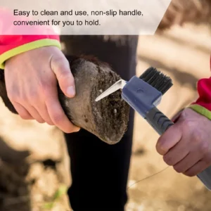 Stainless Steel Hoof With Brush Comfortable Grip Horse Hoof Durable Nylon Bristle Horse Grooming Tools Hoof Cleaning