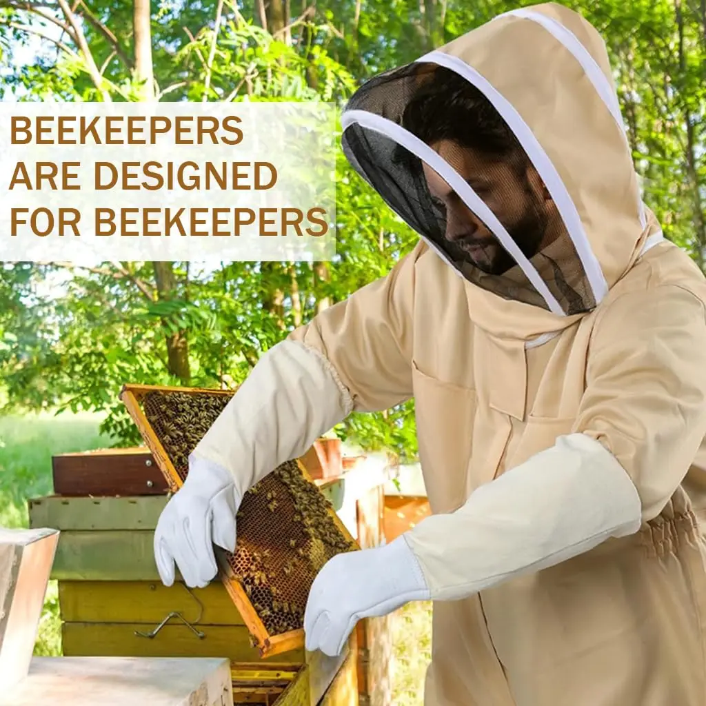 1 Set Professional Ventilated Full Body Beekeeping Bee Keeping Suit With Gloves Cotton Beekeeper Costume For Honey Harvesting - Image 5