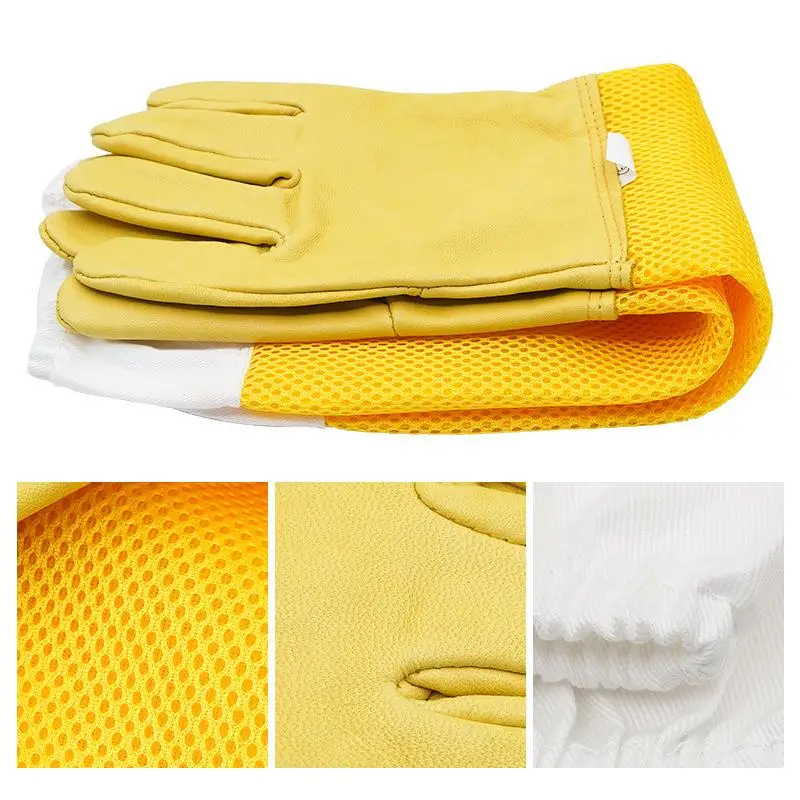 A Pair Of Protective Beekeeping Gloves Net Goatskin Bee Keeping Vented Long Protective Sleeves Beekeeping Equipment And Tools - Image 4