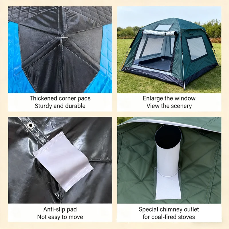 Outdoor Winter Fishing Tent For Camping 3-4 Person With Windows Quick Opening Tent Windproof And Waterproof Camping Gadgets - Image 4