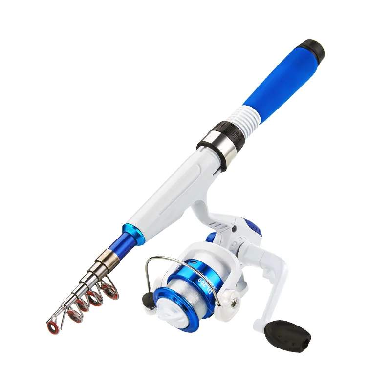 DEUKIO Mini Fishing Pole Combo With Short Telescopic Fishing Rod And Spinning Reel Baits Travel Pole Set for Children Beginner
