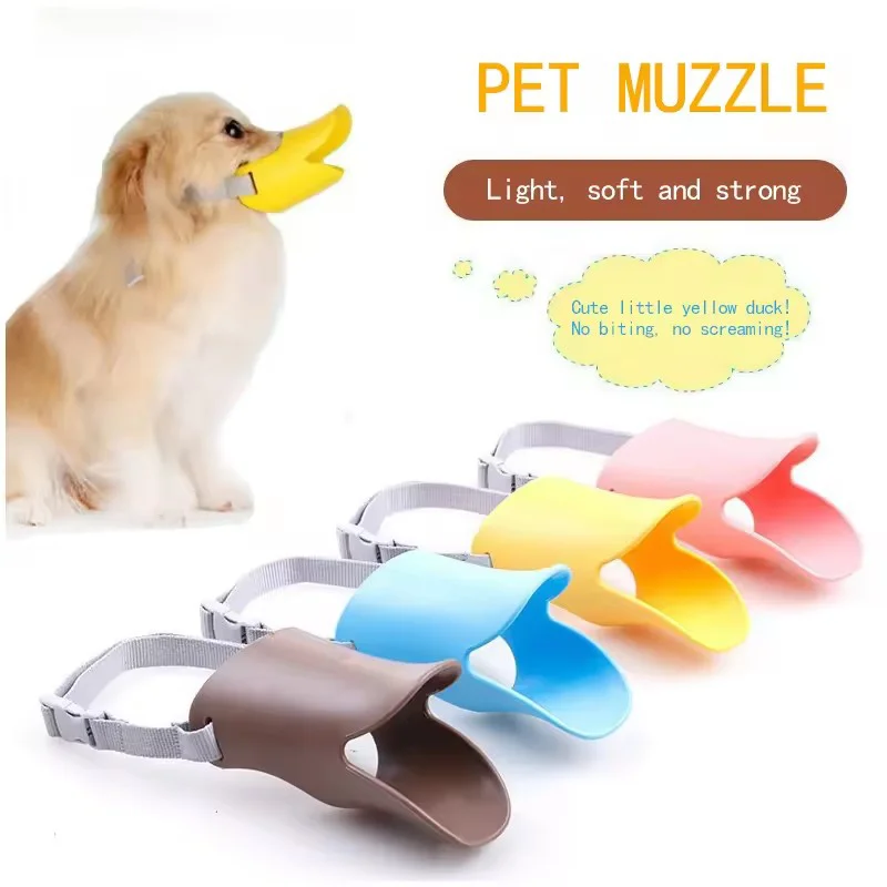 Silicone Soft & Safe Dog Muzzle - Anti-Biting, Anti-Barking, for Small to Medium Dogs,Anti-Bark Device,Duck-Bill Design