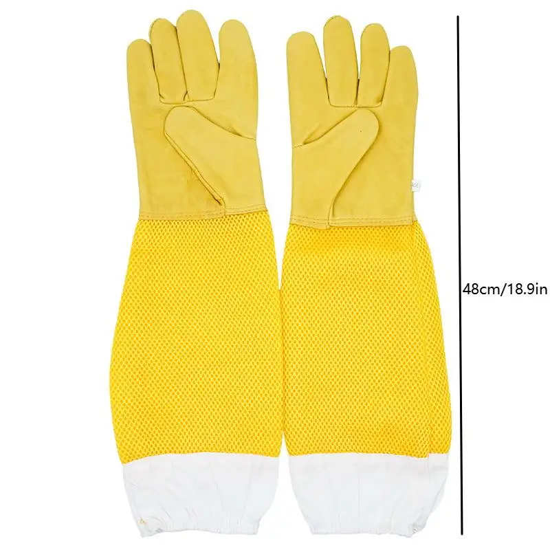 A Pair Of Protective Beekeeping Gloves Net Goatskin Bee Keeping Vented Long Protective Sleeves Beekeeping Equipment And Tools - Image 6