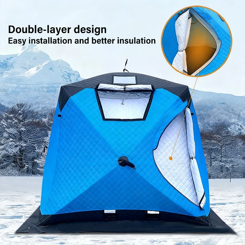 Outdoor Winter Fishing Tent For Camping 3-4 Person With Windows Quick Opening Tent Windproof And Waterproof Camping Gadgets - Image 2