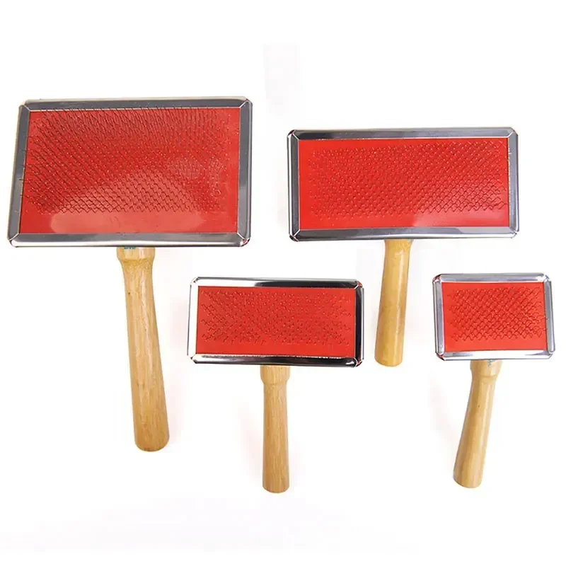 Wool Carding Comb Shedding Tool Pet Cleaning Spinning Needle Grooming Cats Supplies Dogs Hair Wooden Handle Slicker Brush Profes - Image 2
