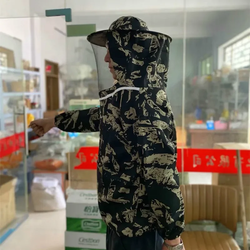 Beekeeping Protective Jacket Smock Suit Bee Keeping Sleeve Beekeeper Breathable Clothes Clothing Veil Dress With Hat Equip Suit - Image 2