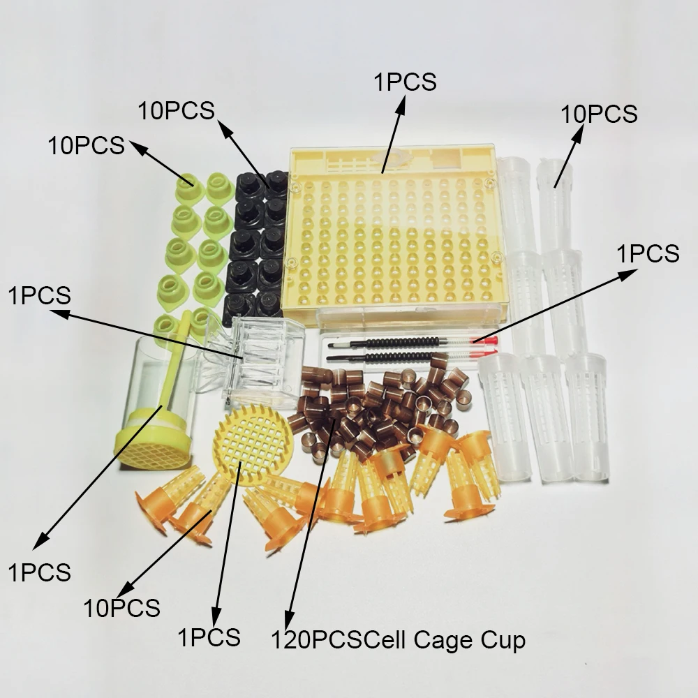 Professional Bee Queen Rearing Starter Kit - Includes Plastic Brown Cell Cups, Queen Cages, Room Cups, and Essential Beekeeping - Image 2