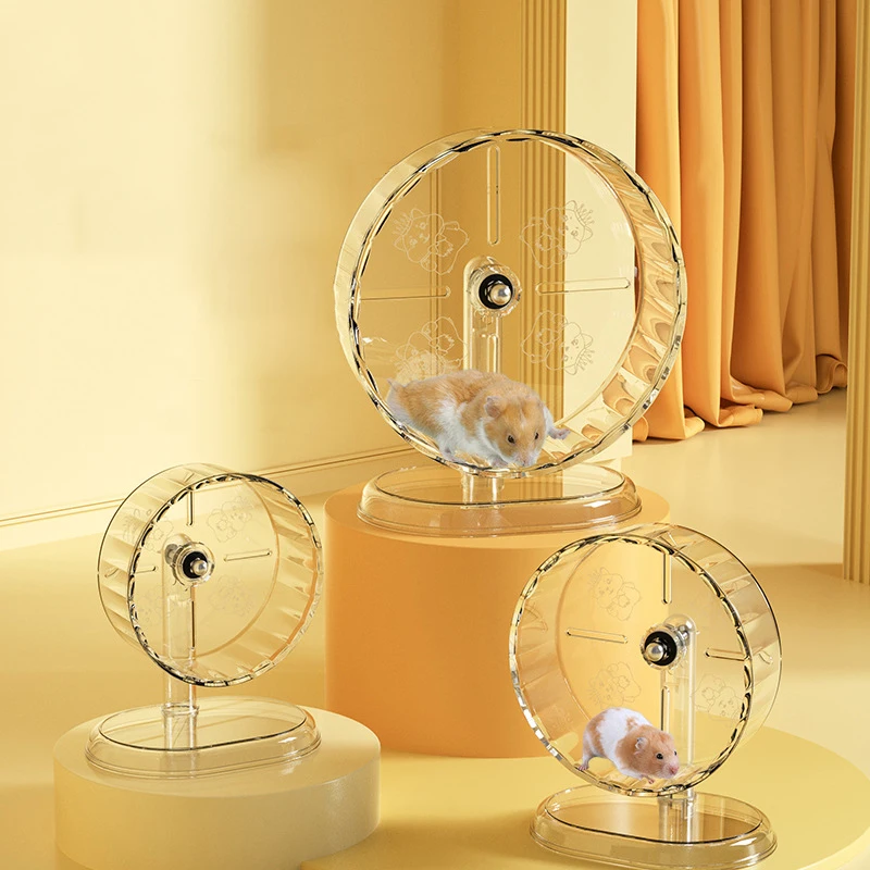 Hamster Cage Wheel Hamster Exercise Wheel Acrylic Transparent Prevent Slip Versatile Easy To Clean With Stand For Hamster Cage - Image 3