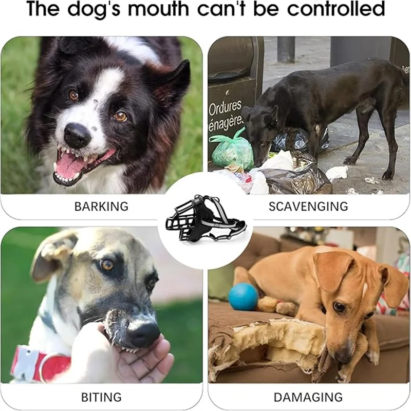 Dog Muzzle Breathable Basket Muzzles for Small Medium Large Dogs Adjustable Humane Cage Mouth Cover Allows Panting Drink - Image 5