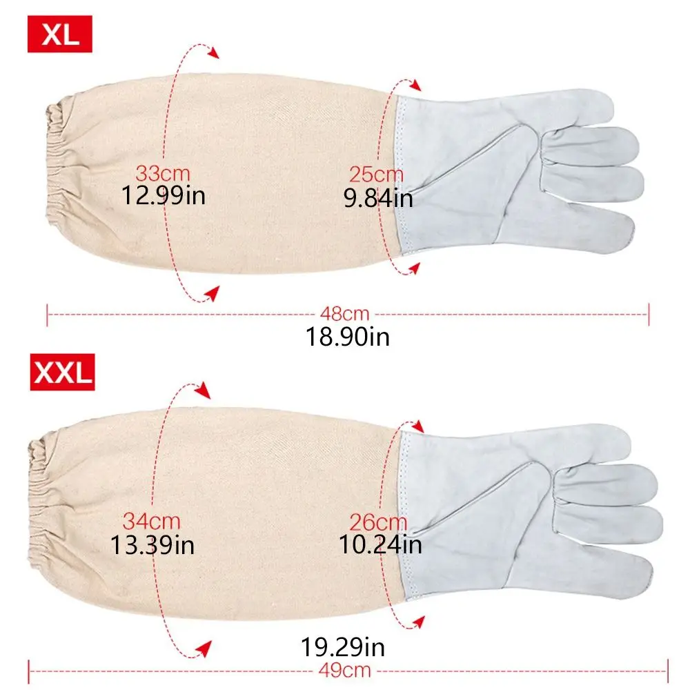 1 Pair Safe Beekeeping Gloves Professional Anti-sting Anti-bee Gloves Canvas Sheepskin Beehive Tools Beekeeping Tools - Image 6