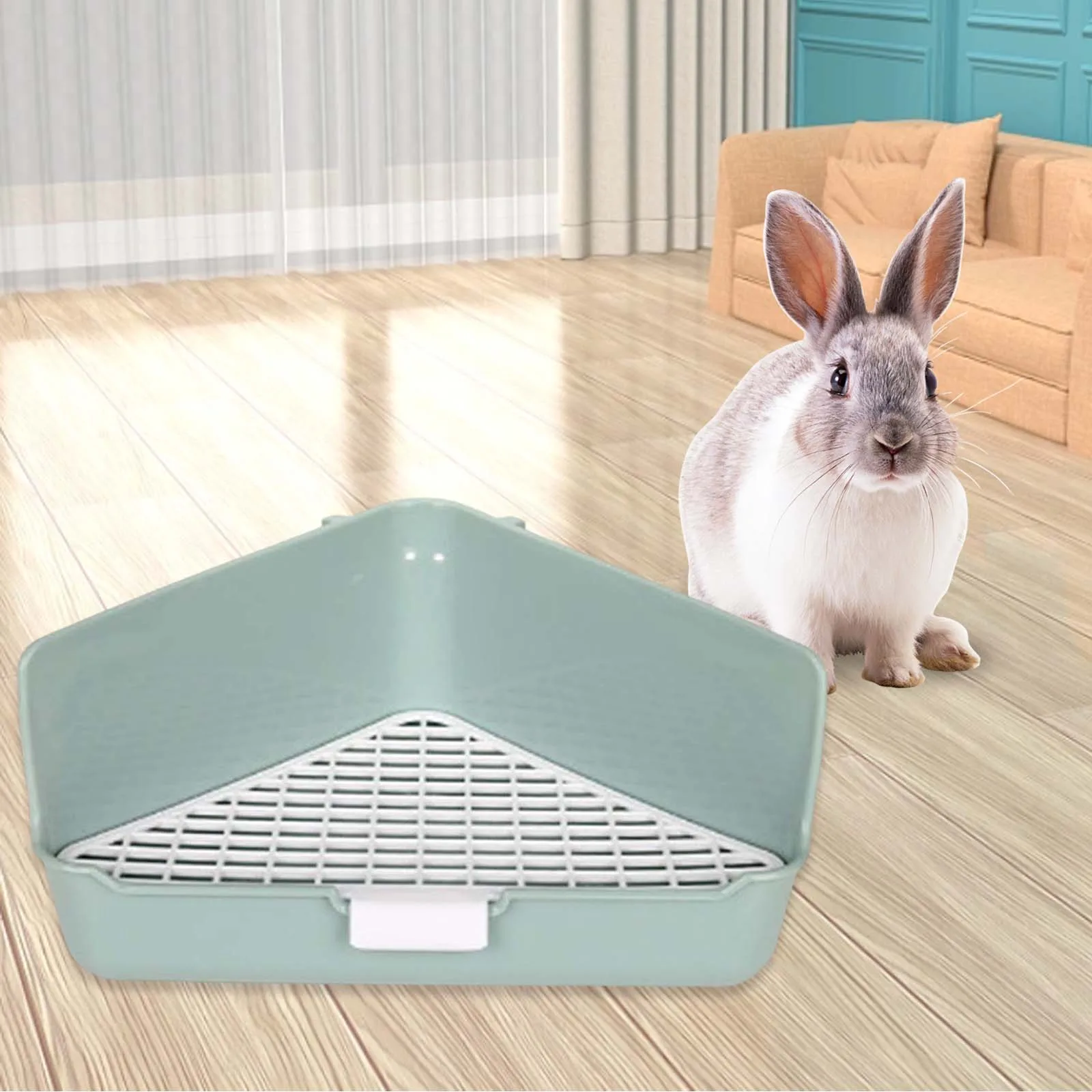 Rabbit Litter Box Pet Litter Pan Trainer Bunny Litter Box Cleaner for Hamster Chinchilla Ferret Hedgehog Pet Supplies - Image 2
