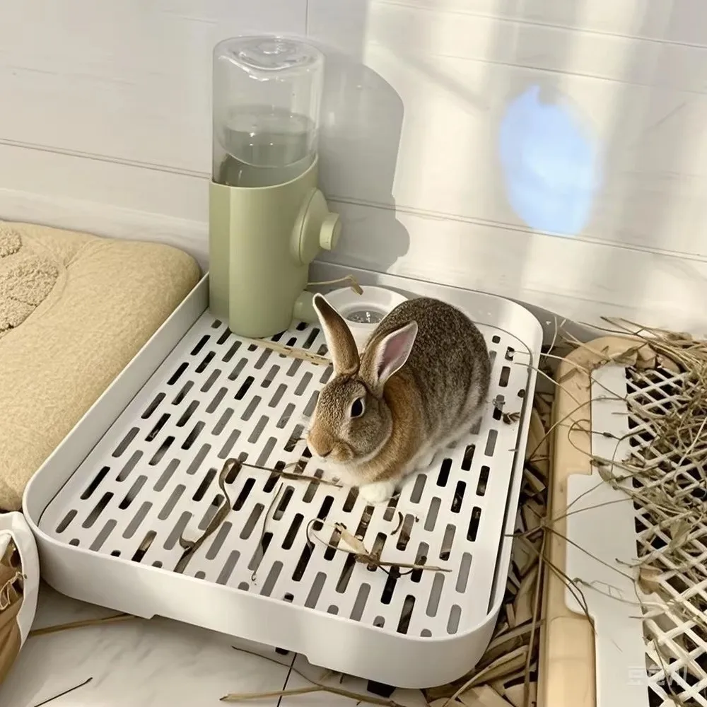 New Small Rabbit Litter Box Plastic Rectangular Pet Toilet Tray Double-layer Bunnie Corner Toilet Box Dutch Pig Supplies - Image 5