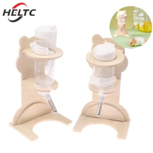 2Pcs Hamster Ball Water Bottle Rack Vertical Water Bottle Solid Wood Bracket Flower Branch Mouse Water Dispenser