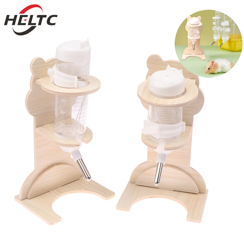 2Pcs Hamster Ball Water Bottle Rack Vertical Water Bottle Solid Wood Bracket Flower Branch Mouse Water Dispenser