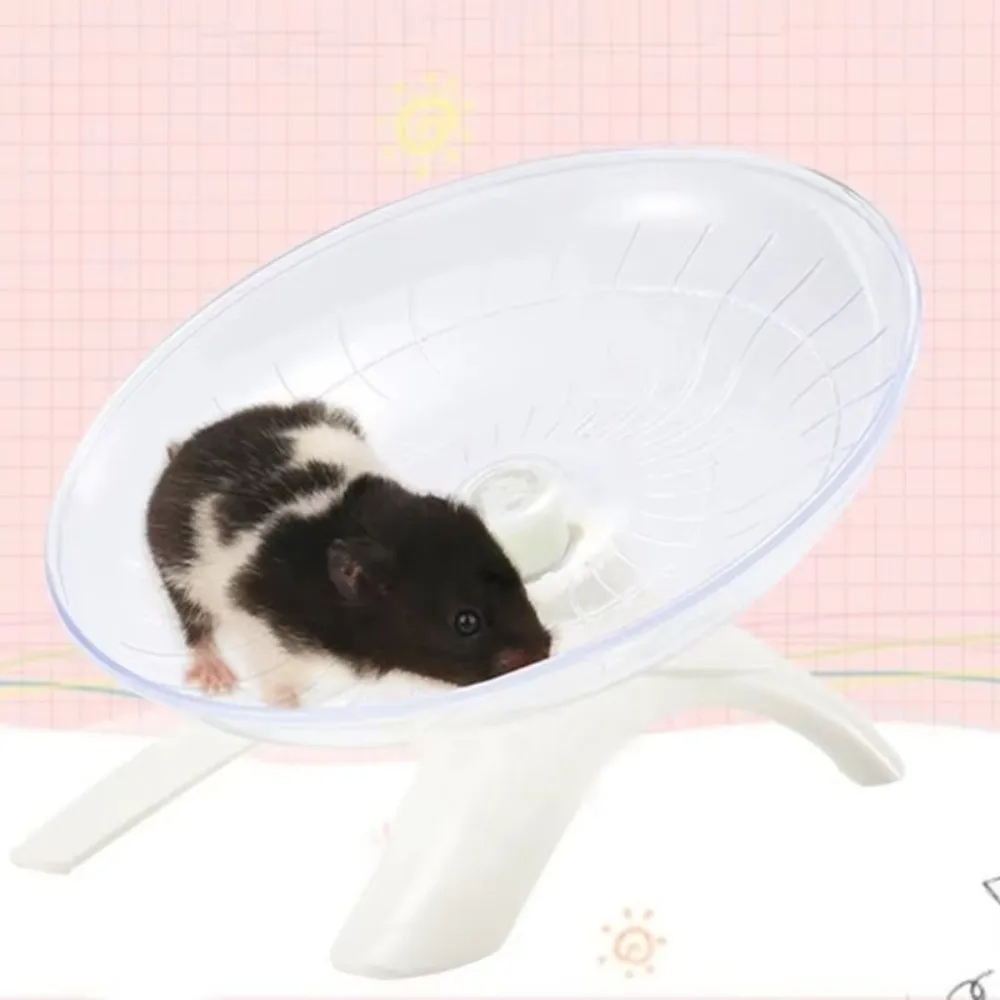 Transparent Hamster Flying Wheel Steel Axle Quiet Operation Exercise Squirrel Wheel Plastic Stable Base Running Disc - Image 4