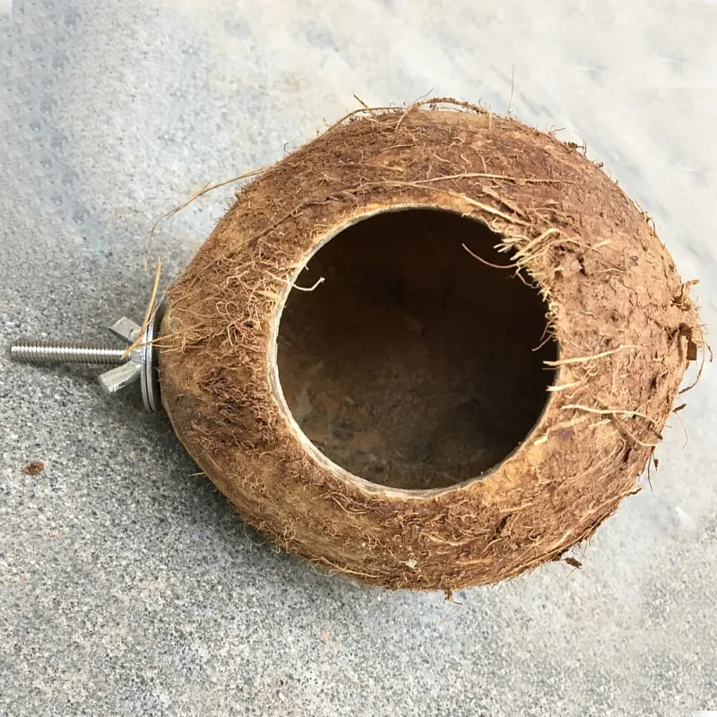 Natural Coco Hideaway Parrot Birds Reptile Coconut Shell Bird Nest Cage Hanging Toy for Budgies Parakeet Cockatiels Hamste House - Image 4