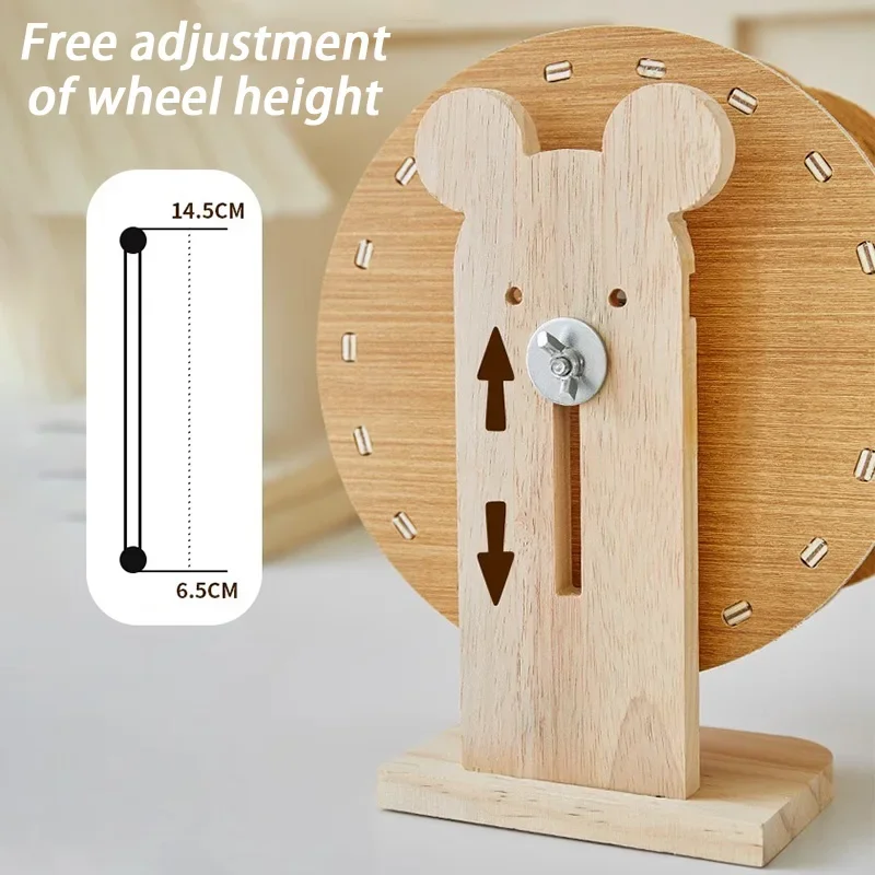 21CM Solid Wood Hamsters Wheel Silent Exercise Running Hamsters Wheel with Bracket Roller Train Small Animals Toys Pet Products - Image 2