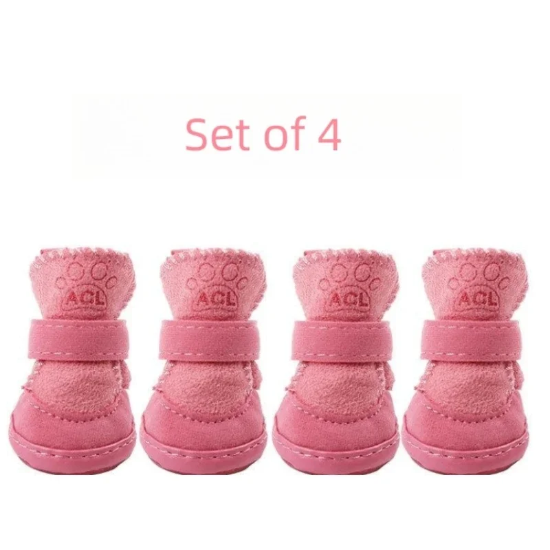 4Pcs Pet Snow Boots Thickened Plush Warm Cotton Non-slip Shoes Small big Dog Sports Shoes Supplies Anti Fouling Won't Fall Off - Image 7