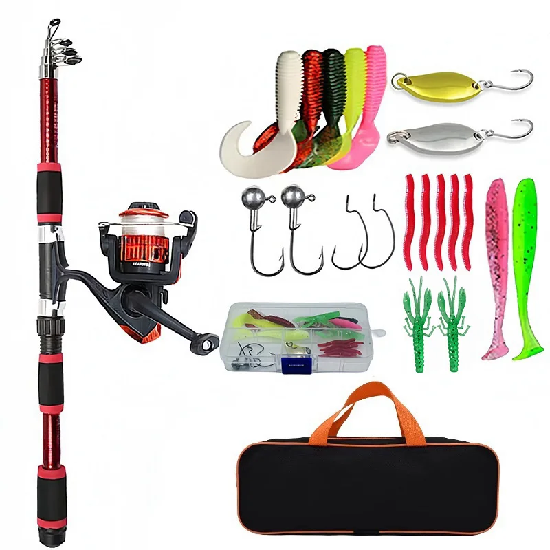 Fishing Pole Set Full Kits With Telescopic Fishing Rod And Spinning Reel Baits Hooks Travel Pole Set - Image 7