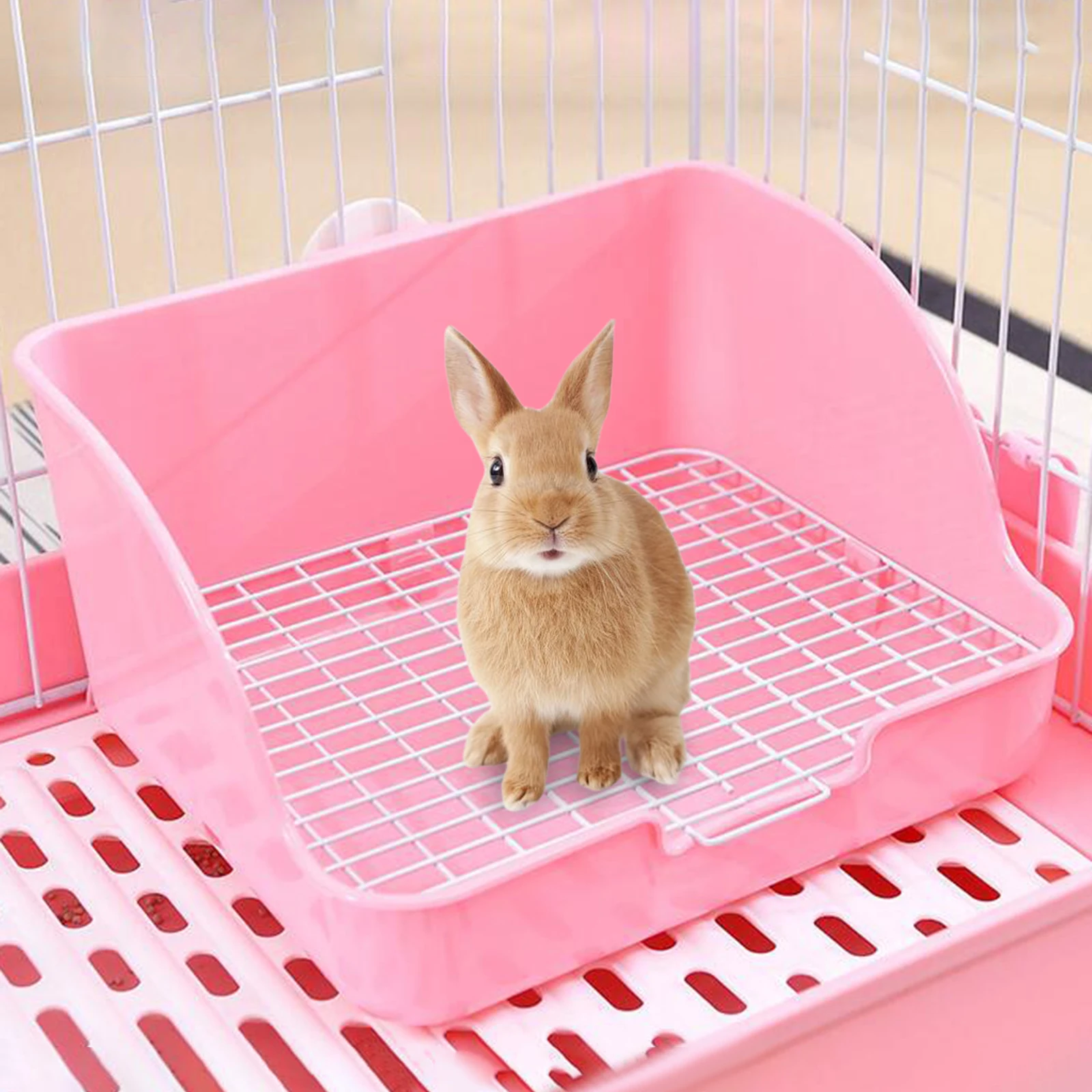 PP Plastic Rabbit Litter Box Rectangular Pet Toilet Chinchillas Bunny Potty Trainer Corner Small Animal Litter Pee Pan - Image 2