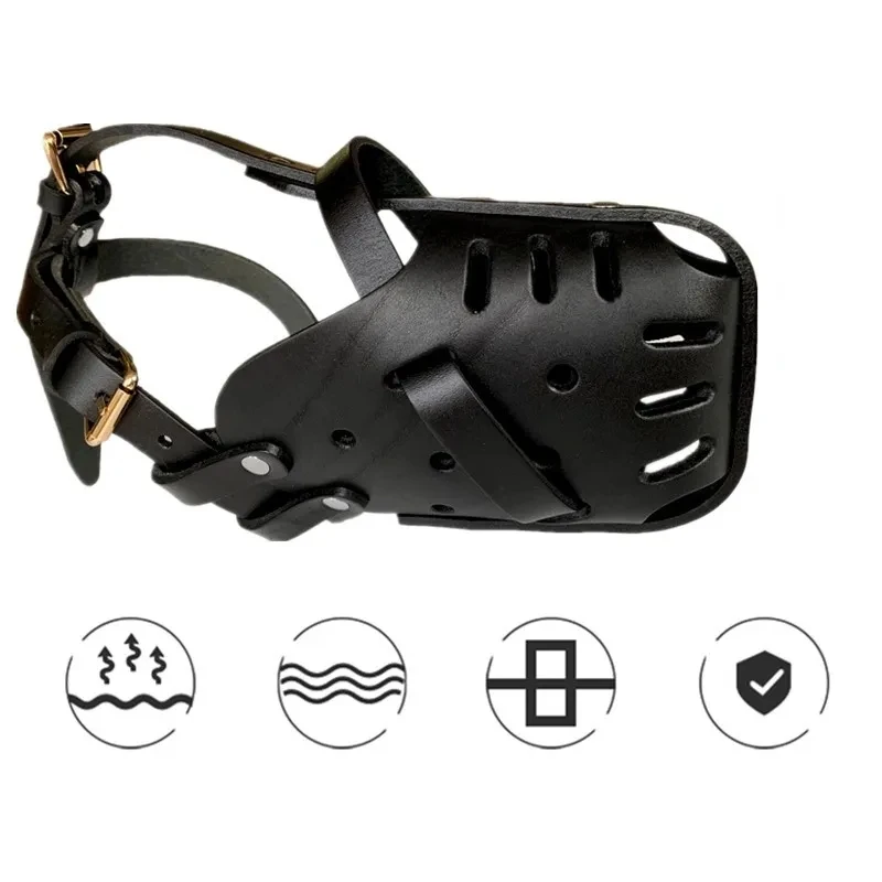 Dog Muzzle,Adjustable Leather Pet Muzzle,Training Muzzle to Prevent Biting, Barking and Eating, for German Shepherd, Dalmatian, - Image 5
